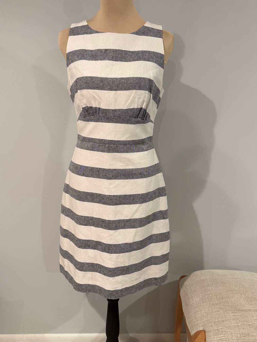 J. Crew Striped Sleeveless Sheath Dress in Navy and White
